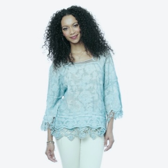 DEMOCRACY cold shoulder blouse lace detail subtle embroidery print Small - Picture 1 of 16